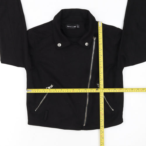 PrettyLittleThing Womens Black Size 8 Biker Jacket Cropped Zip Style