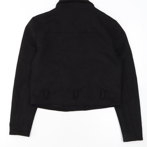 PrettyLittleThing Womens Black Size 8 Biker Jacket Cropped Zip Style