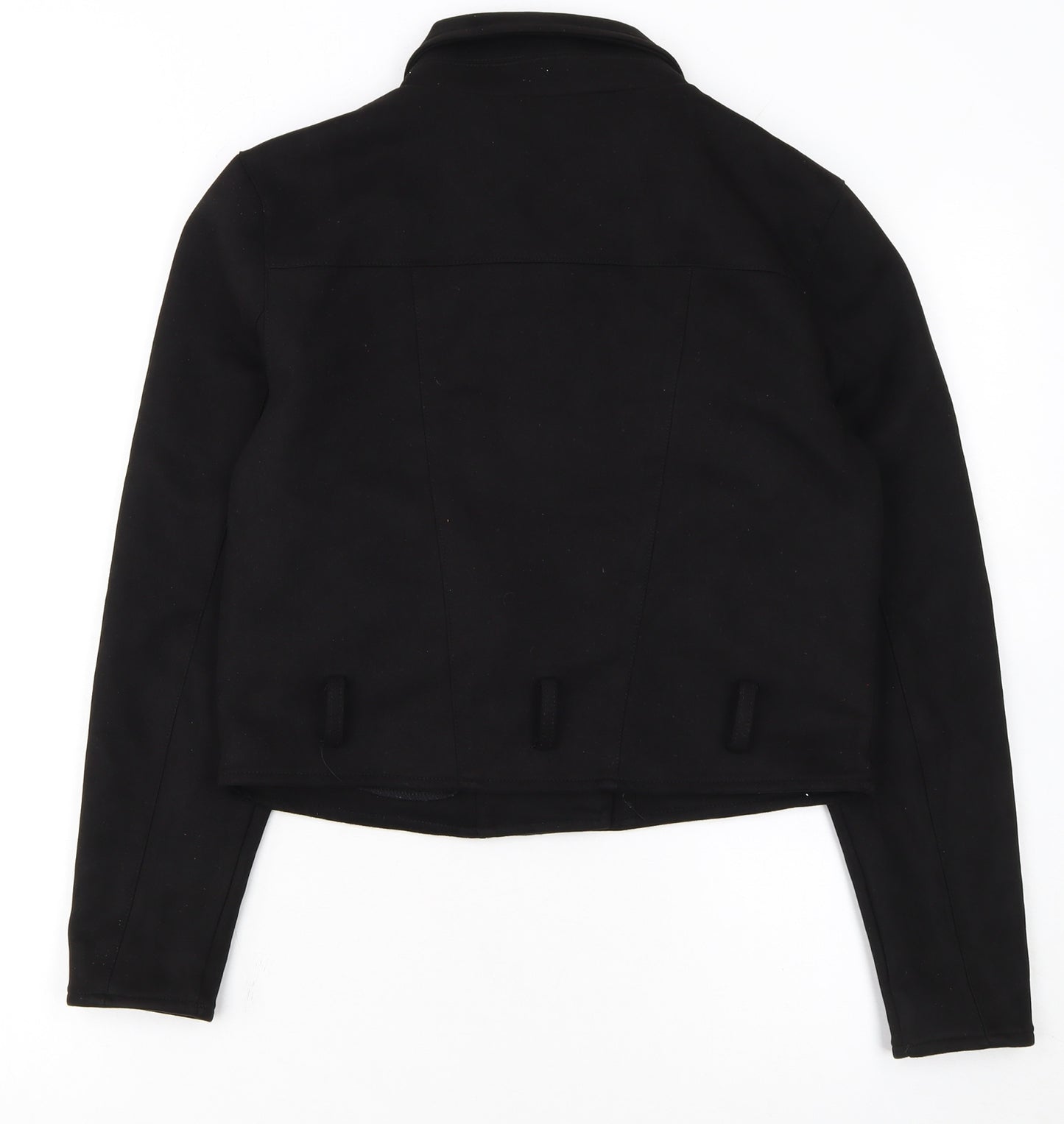 PrettyLittleThing Womens Black Size 8 Biker Jacket Cropped Zip Style