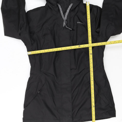 Quechua Women's Black Waterproof Hooded Rain Jacket Size S