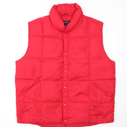 Lands' End Men's Red Puffer Waistcoat L 42in Quilted Down Vest