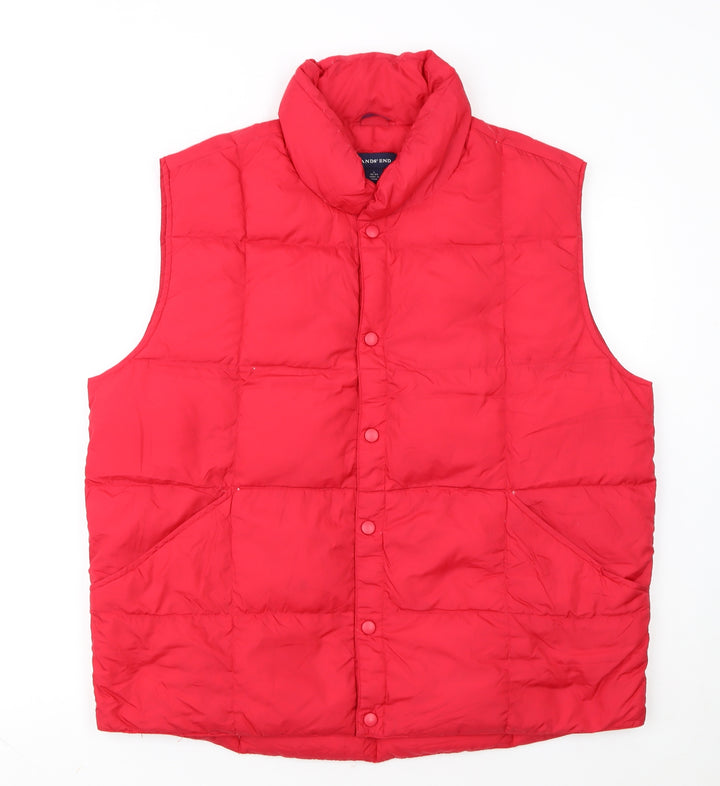 Lands' End Men's Red Puffer Waistcoat L 42in Quilted Down Vest