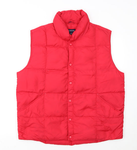Lands' End Men's Red Puffer Waistcoat L 42in Quilted Down Vest