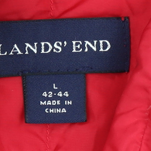 Lands' End Men's Red Puffer Waistcoat L 42in Quilted Down Vest