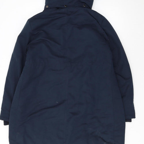 JoJo Maman Bébé Women's Blue Hooded Long Parka Coat Size 12