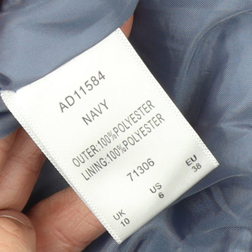 Cotton Traders Women's Blue Size 10 Long Hooded Quilted Puffer Coat