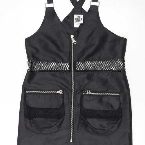 The Ragged Priest Women's Black Mesh Zip Pinafore Dress Size M