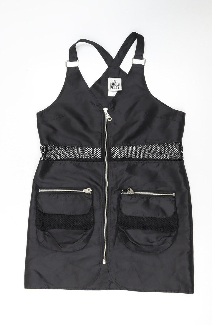 The Ragged Priest Women's Black Mesh Zip Pinafore Dress Size M