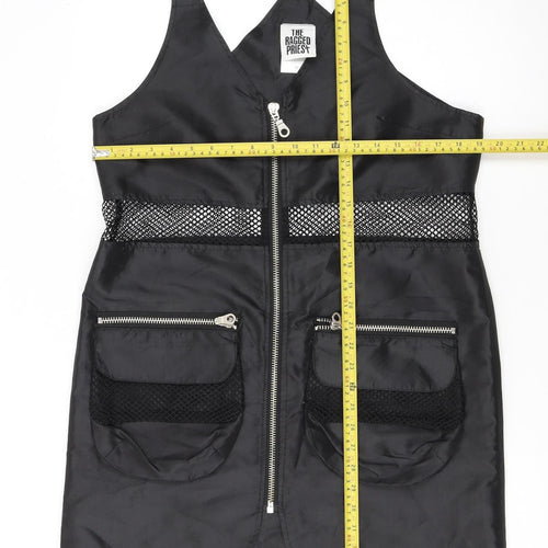 The Ragged Priest Women's Black Mesh Zip Pinafore Dress Size M