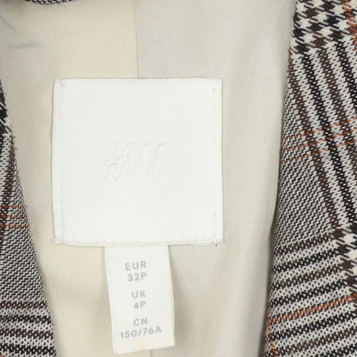 H&M Women's Brown Check Double-Breasted Blazer UK 4P