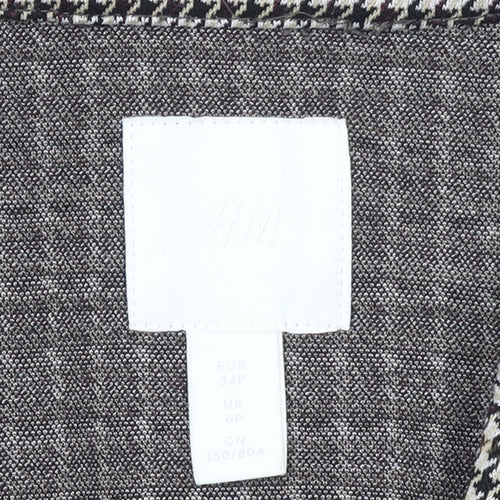 H&M Women’s Brown Houndstooth Petite Blazer Jacket UK 6P Classic Workwear