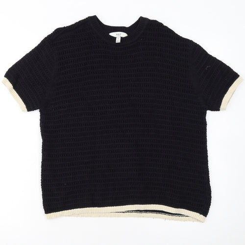 Marks and Spencer Womens Black Open Knit Short Sleeve Jumper M