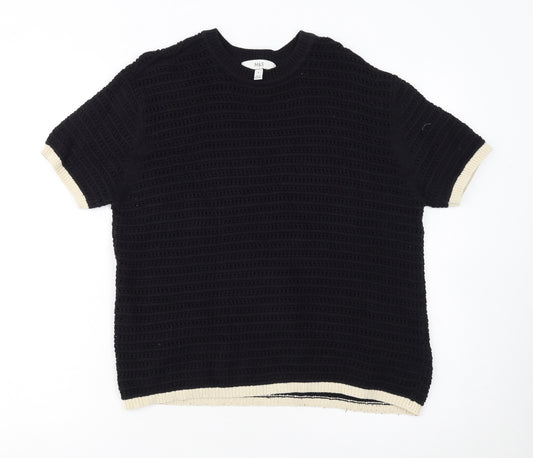 Marks and Spencer Womens Black Open Knit Short Sleeve Jumper M