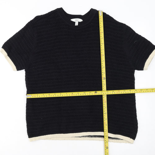 Marks and Spencer Womens Black Open Knit Short Sleeve Jumper M