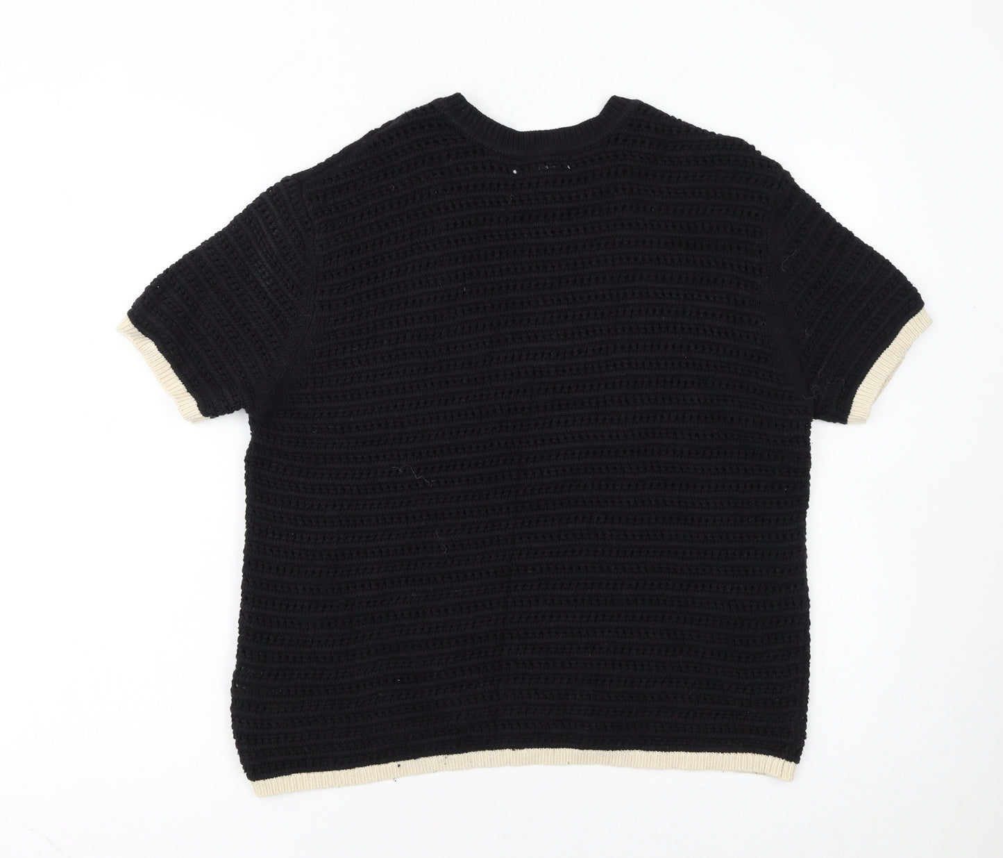 Marks and Spencer Womens Black Open Knit Short Sleeve Jumper M