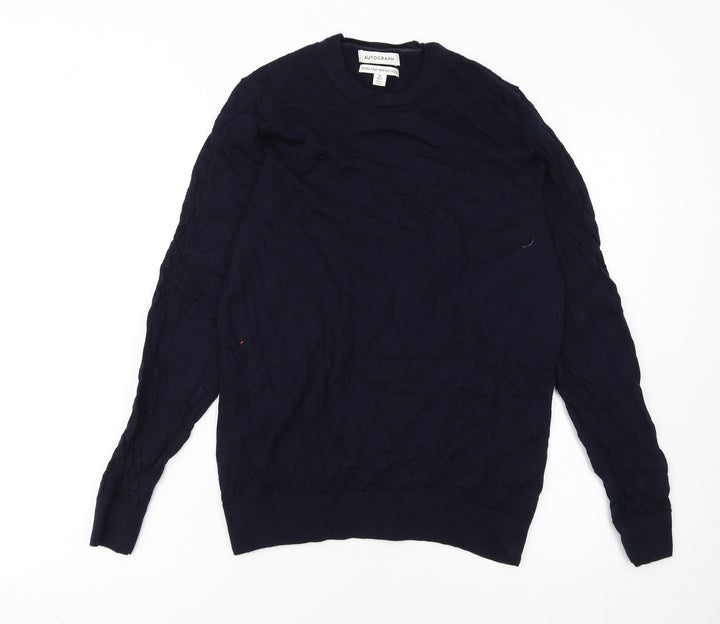Marks and Spencer Women Blue Merino Wool Pullover Jumper M