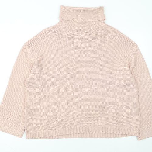 H&M Women’s Pink Roll Neck Chunky Knit Jumper Size 12