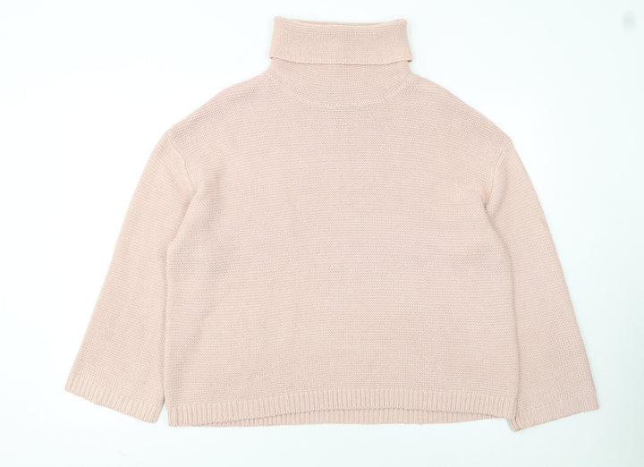 H&M Women’s Pink Roll Neck Chunky Knit Jumper Size 12