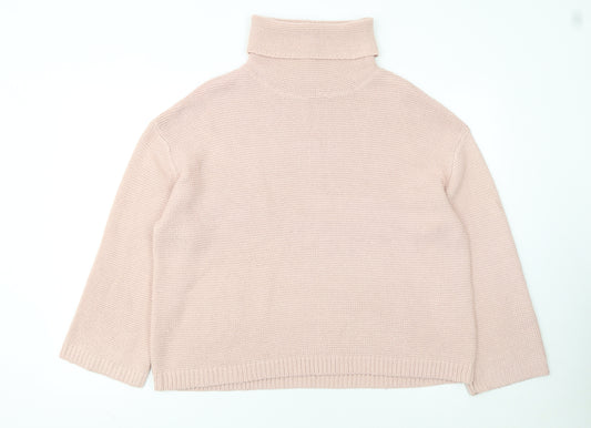 H&M Women’s Pink Roll Neck Chunky Knit Jumper Size 12