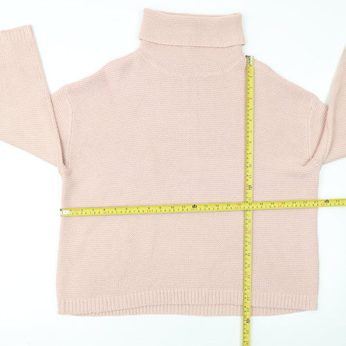 H&M Women’s Pink Roll Neck Chunky Knit Jumper Size 12