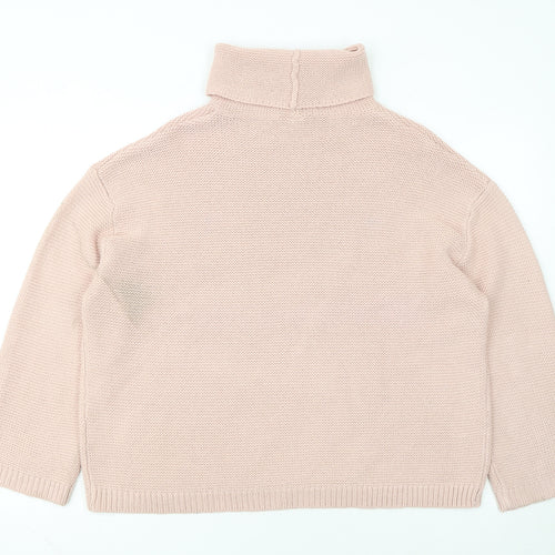 H&M Women’s Pink Roll Neck Chunky Knit Jumper Size 12
