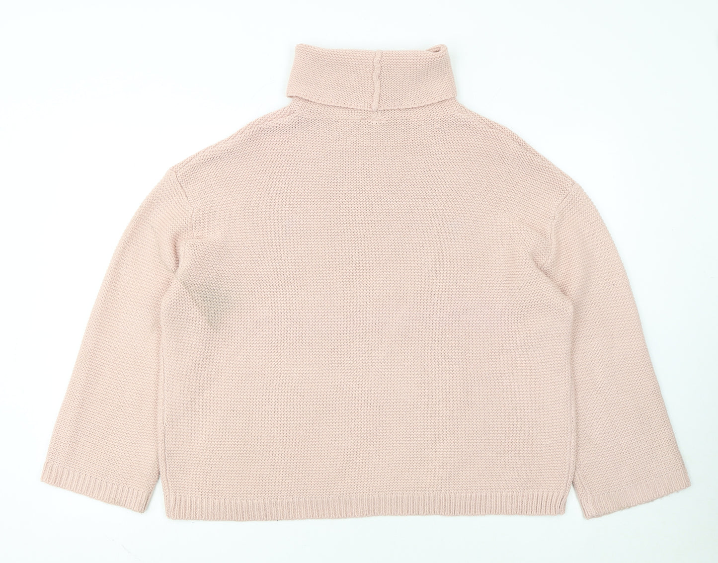 H&M Women’s Pink Roll Neck Chunky Knit Jumper Size 12