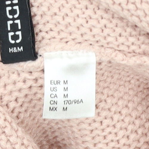 H&M Women’s Pink Roll Neck Chunky Knit Jumper Size 12