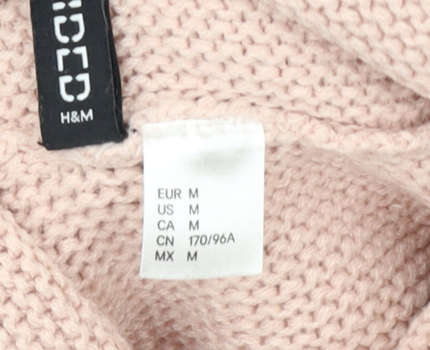 H&M Women’s Pink Roll Neck Chunky Knit Jumper Size 12