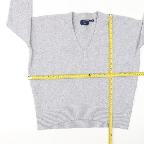 Superdry Women Grey Wool Blend V-Neck Long Sleeve Jumper Size 6
