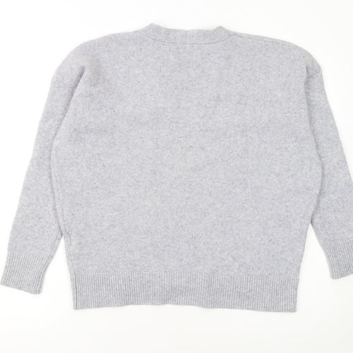Superdry Women Grey Wool Blend V-Neck Long Sleeve Jumper Size 6