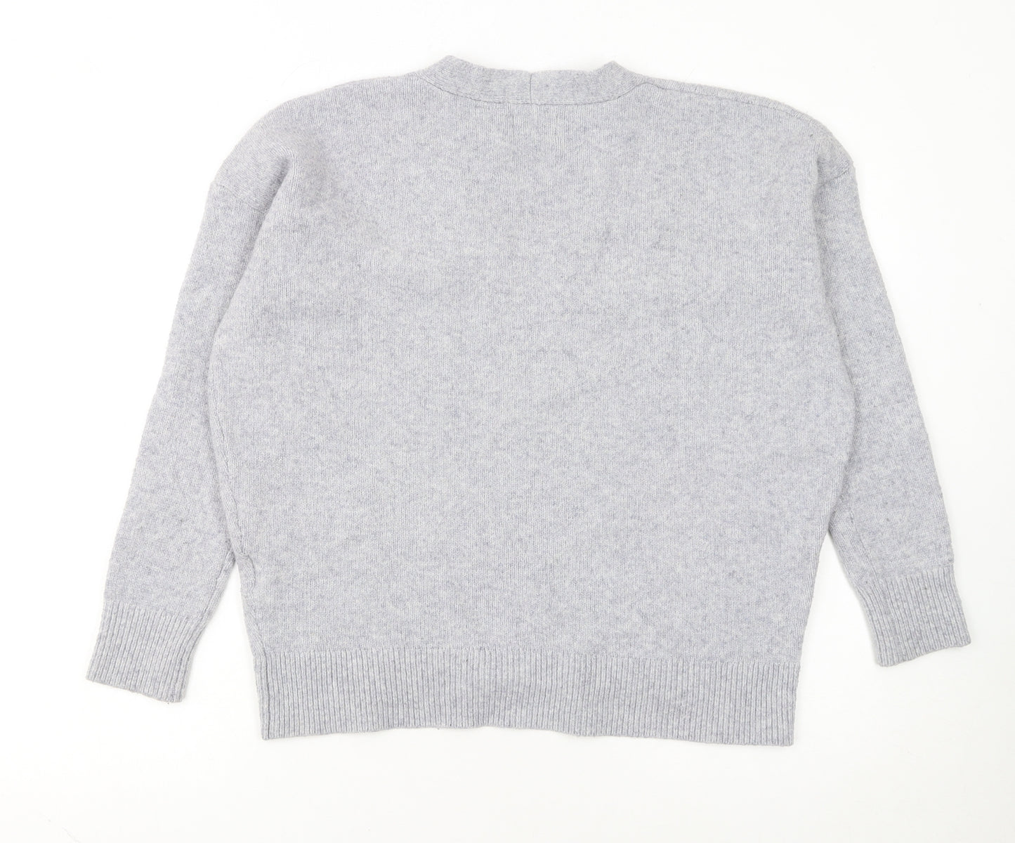 Superdry Women Grey Wool Blend V-Neck Long Sleeve Jumper Size 6
