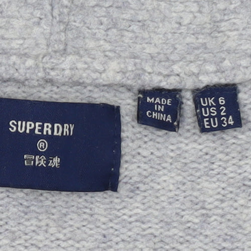 Superdry Women Grey Wool Blend V-Neck Long Sleeve Jumper Size 6