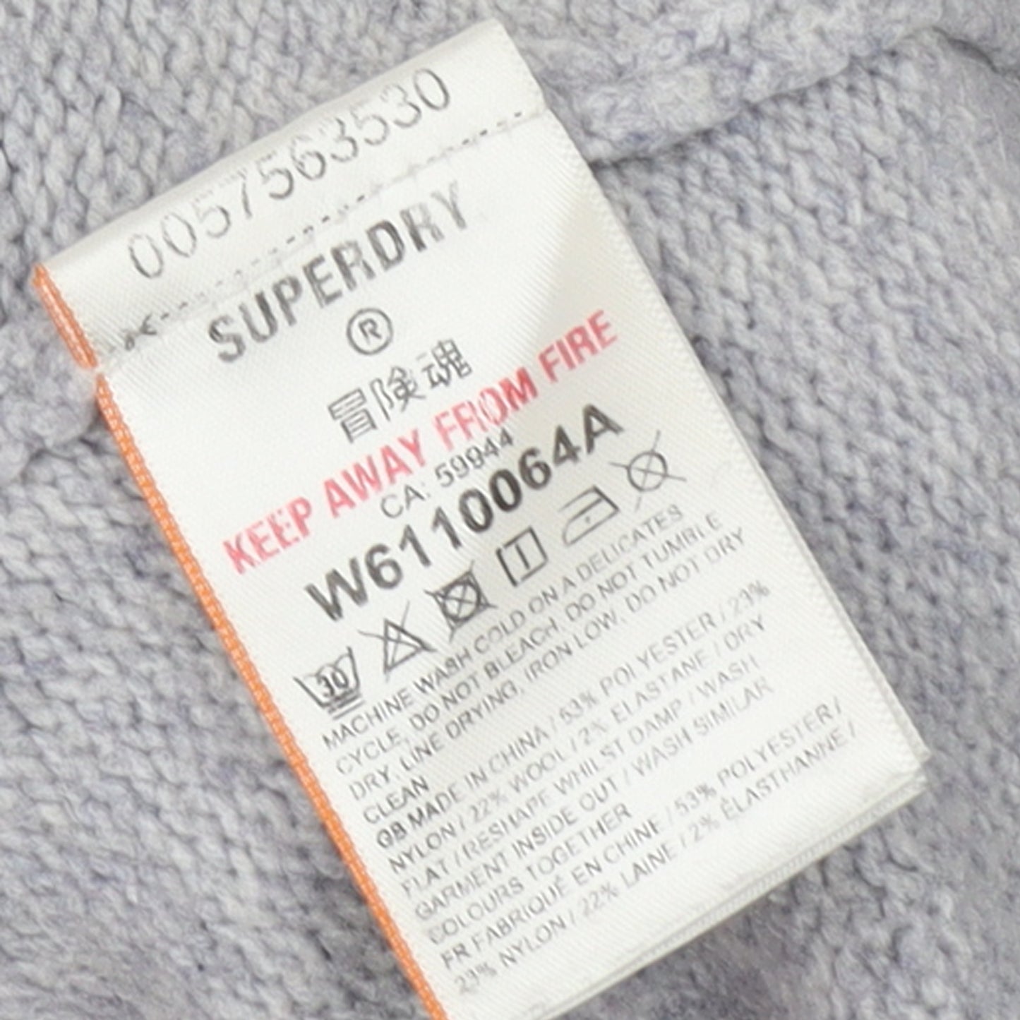 Superdry Women Grey Wool Blend V-Neck Long Sleeve Jumper Size 6