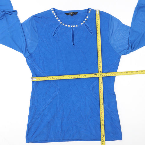 Star by Julien Macdonald Blue Studded Crew Neck Womens Size 16 Jumper