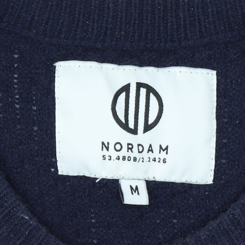 Nordam Men's Blue Fair Isle Knit Crew Neck Jumper Size M