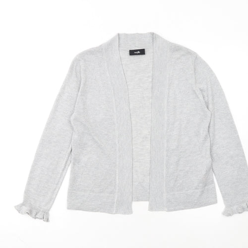 Wallis Women Grey Metallic Knit Long Sleeve Open Cardigan Size S