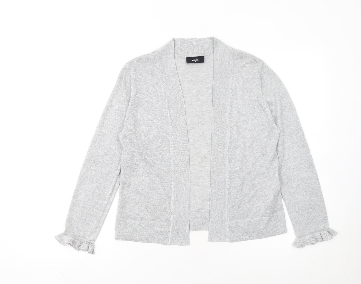 Wallis Women Grey Metallic Knit Long Sleeve Open Cardigan Size S