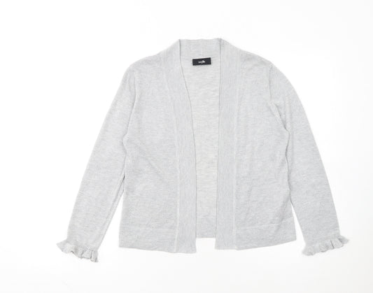Wallis Women Grey Metallic Knit Long Sleeve Open Cardigan Size S