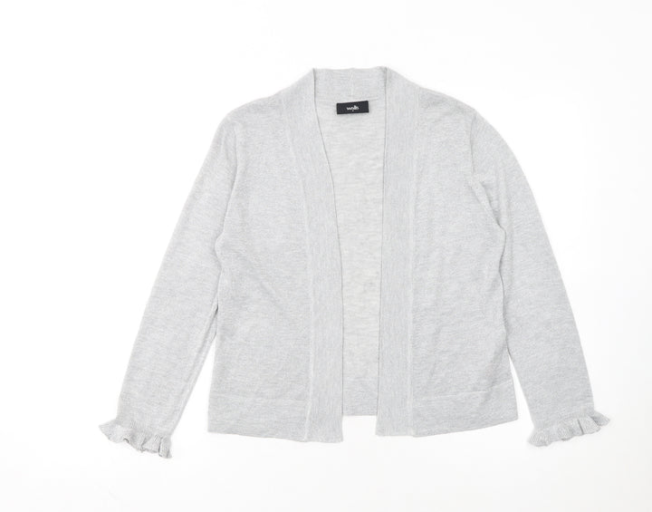 Wallis Women Grey Metallic Knit Long Sleeve Open Cardigan Size S