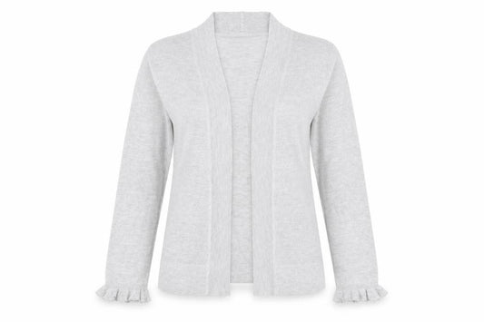 Front view of Wallis Women Grey Metallic Knit Long Sleeve Open Cardigan, size S