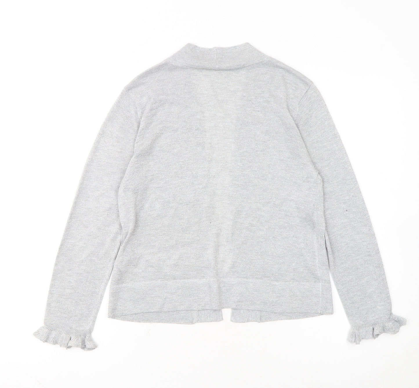 Wallis Women Grey Metallic Knit Long Sleeve Open Cardigan Size S