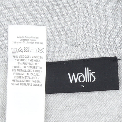 Wallis Women Grey Metallic Knit Long Sleeve Open Cardigan Size S