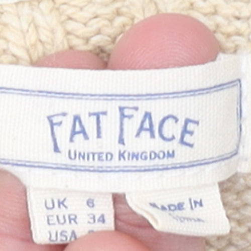 Fat Face Women Beige Cotton Knit Jumper Dress Size 6