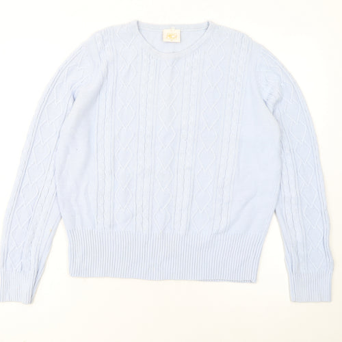Country Casuals Women Blue Cotton Cable-Knit Jumper M