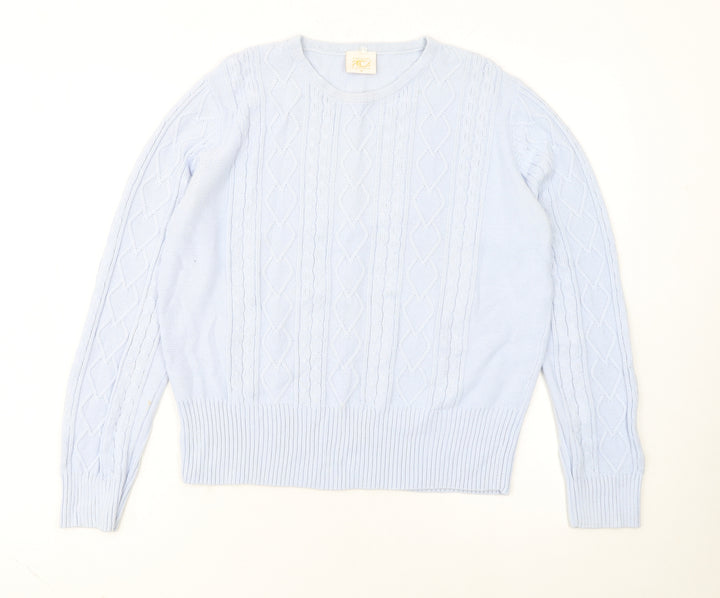 Country Casuals Women Blue Cotton Cable-Knit Jumper M