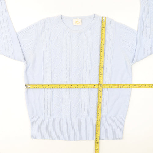Country Casuals Women Blue Cotton Cable-Knit Jumper M