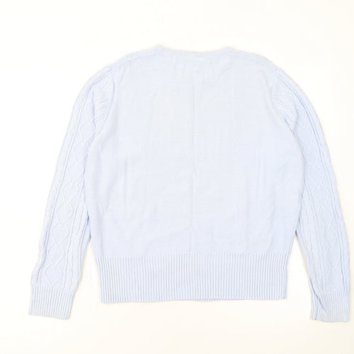 Country Casuals Women Blue Cotton Cable-Knit Jumper M