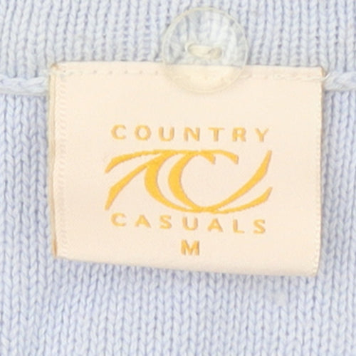 Country Casuals Women Blue Cotton Cable-Knit Jumper M