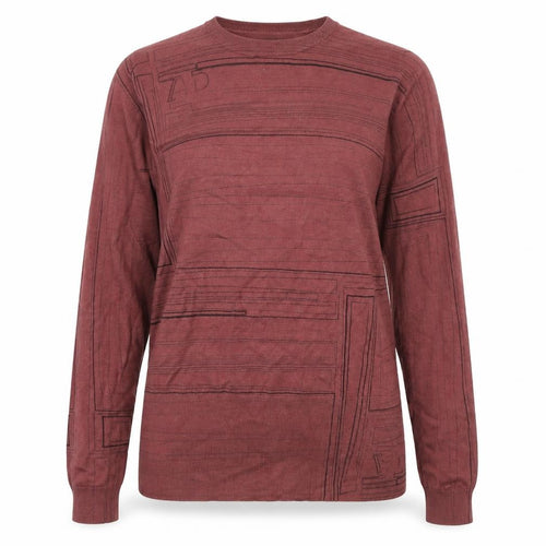 Adolfo Dominguez Womens Brown XS Crew Neck Geometric Knit Jumper
