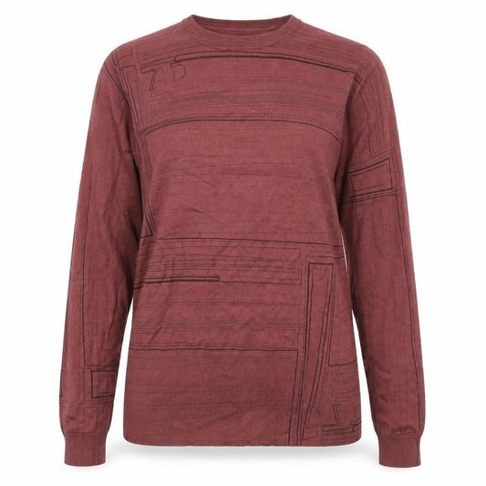Front view of Adolfo Dominguez women’s brown xs crew neck geometric knit jumper